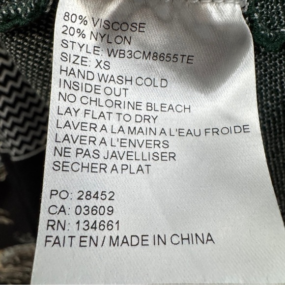 Knit Maxi Skirt XS Black White Zigzag Print with Green Panel - Picture 4 of 5